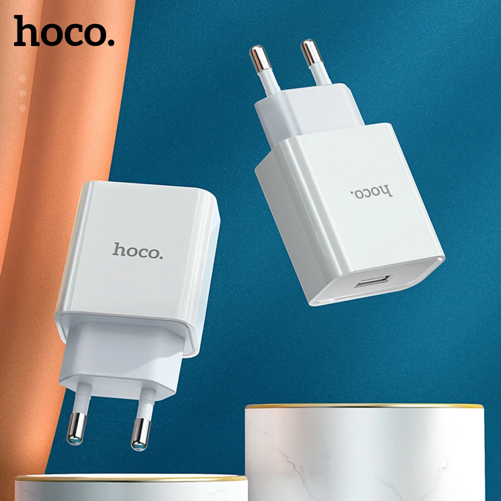 Hoco 2A USB 여행용 충전 어댑터 (EU 플러그, 케이블 포함)