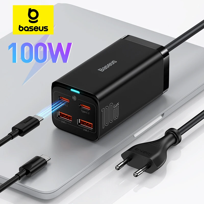 베이스어스 100W GaN 4-in-1 데스크탑 고속 충전기