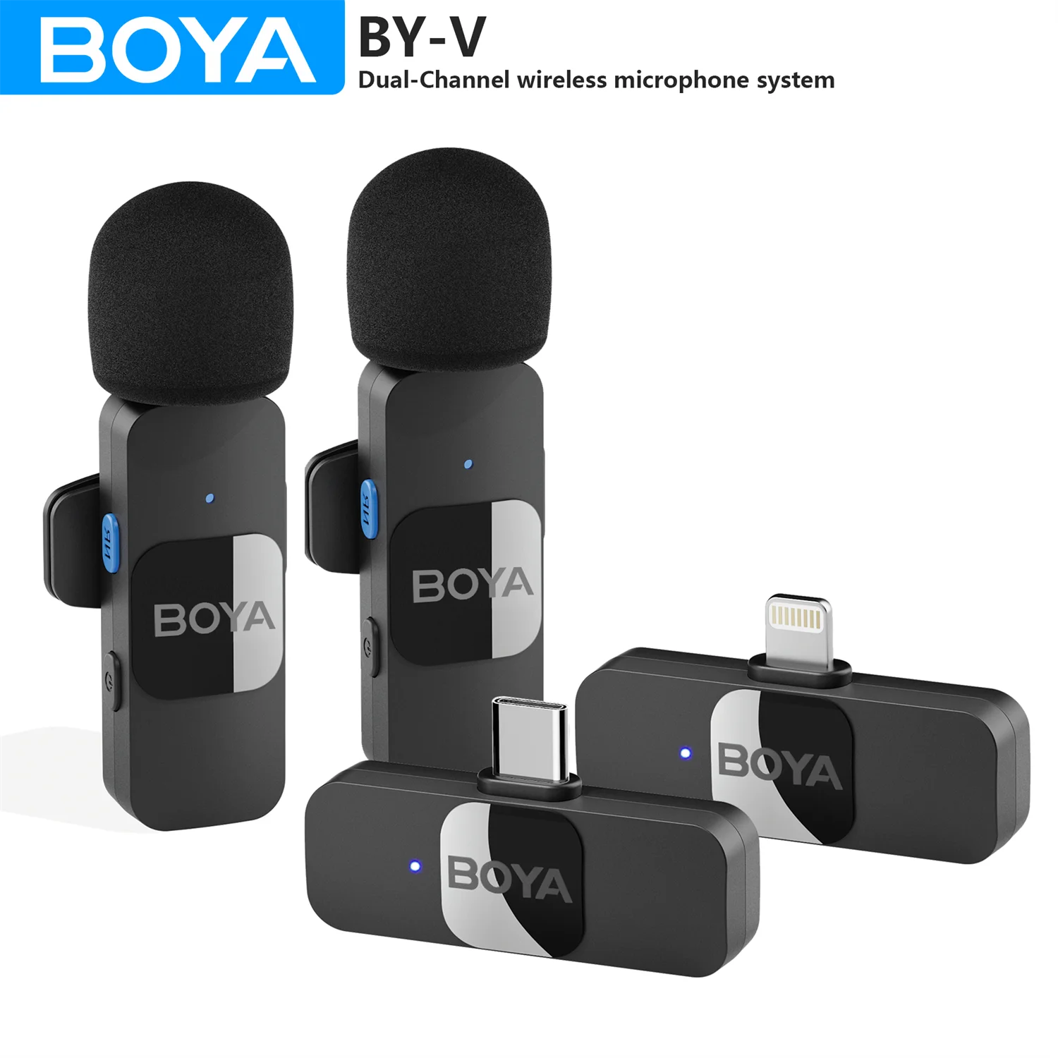 BOYA BY-V 듀얼 채널 무선 라발리에 마이크 시스템