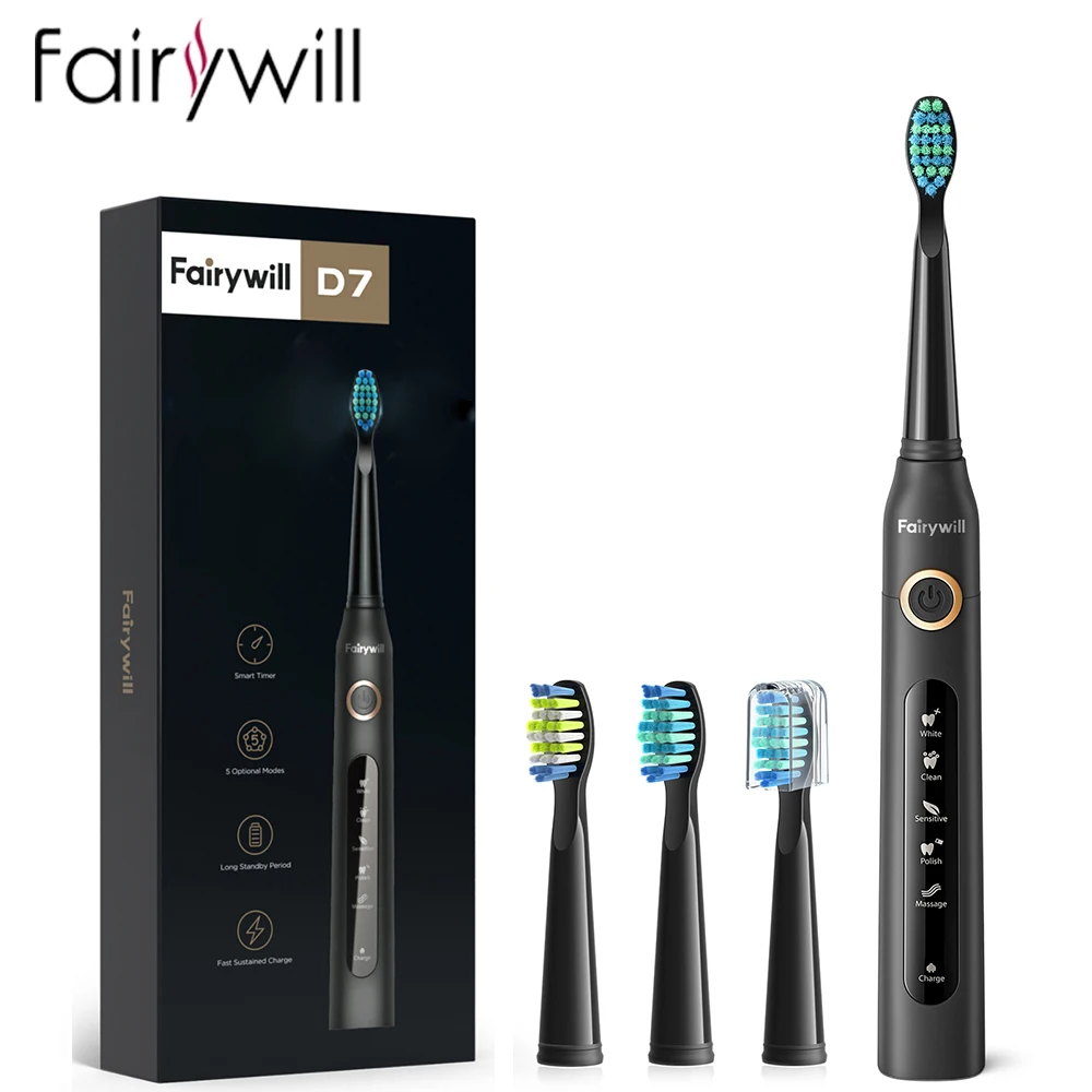Fairywill 성인용 USB 충전 음파 전동 칫솔 FW-507