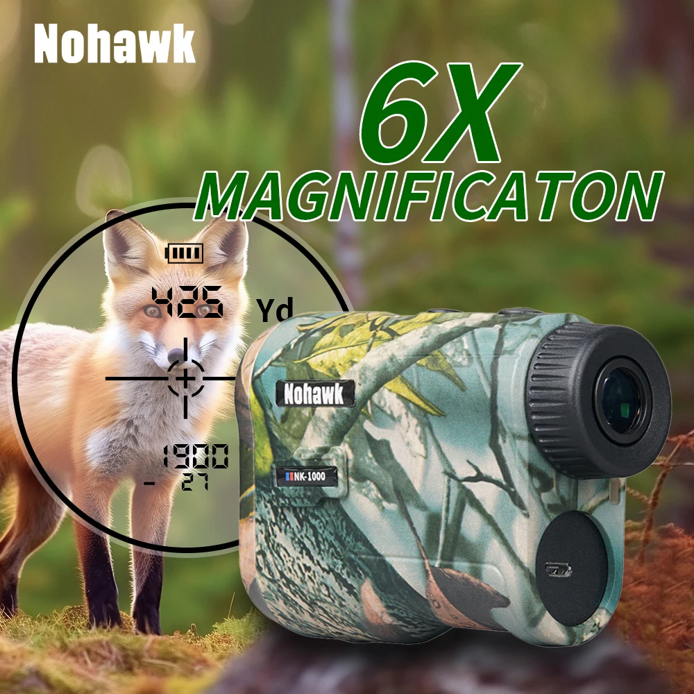 Nohawk 골프/사냥 레이저 거리 측정기 (600M/1000M, 플래그 잠금, 슬로프 기능)