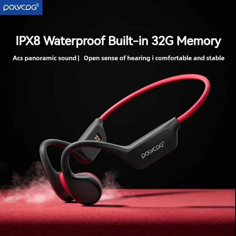 POLVCDG X7 골전도 블루투스 무선 헤드셋 (IPX8 방수, 32GB 내장 메모리, 마이크 포함)