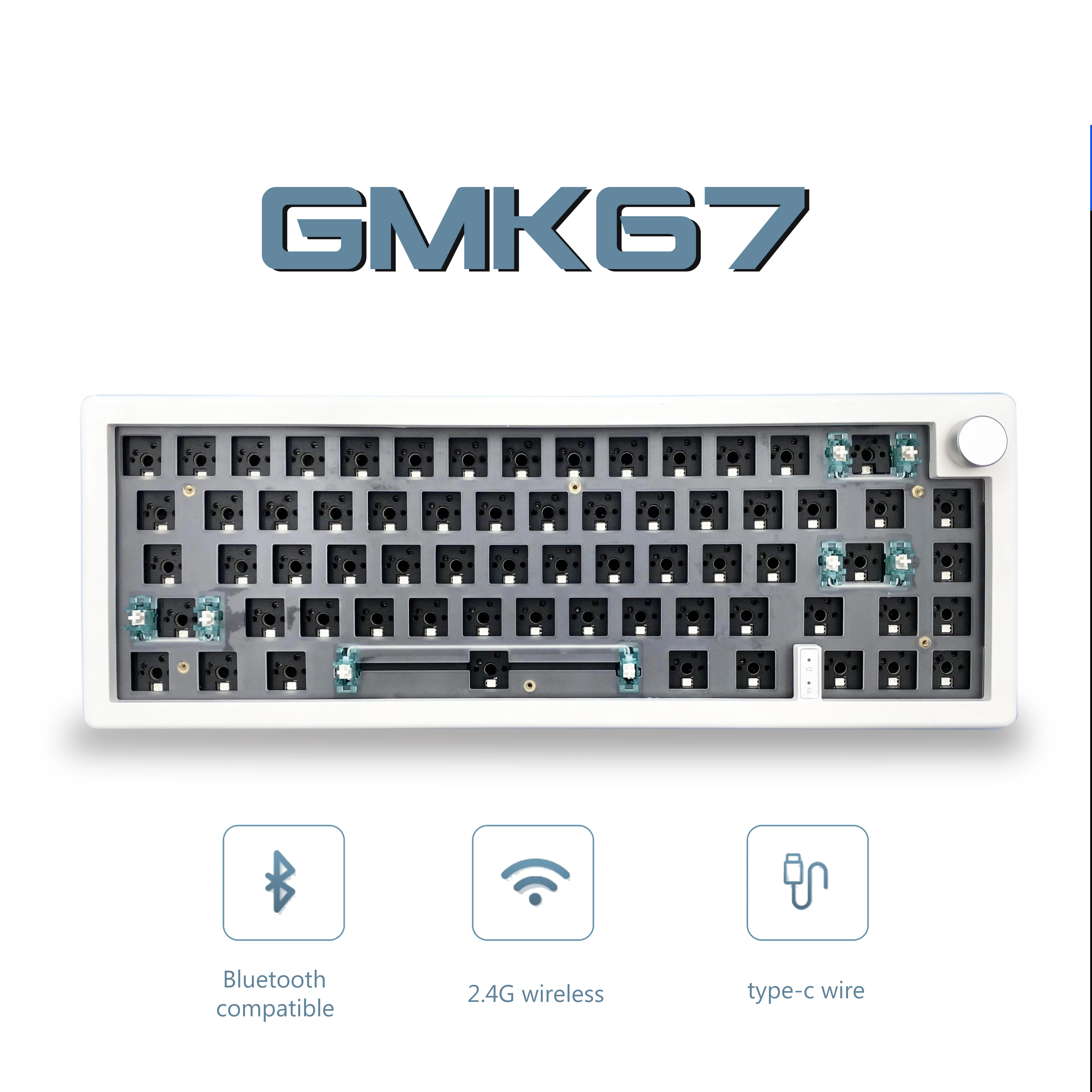 GMK67 65% 가스켓 마운트 블루투스 2.4G 무선 핫스왑 기계식 키보드 키트 (RGB 백라이트)