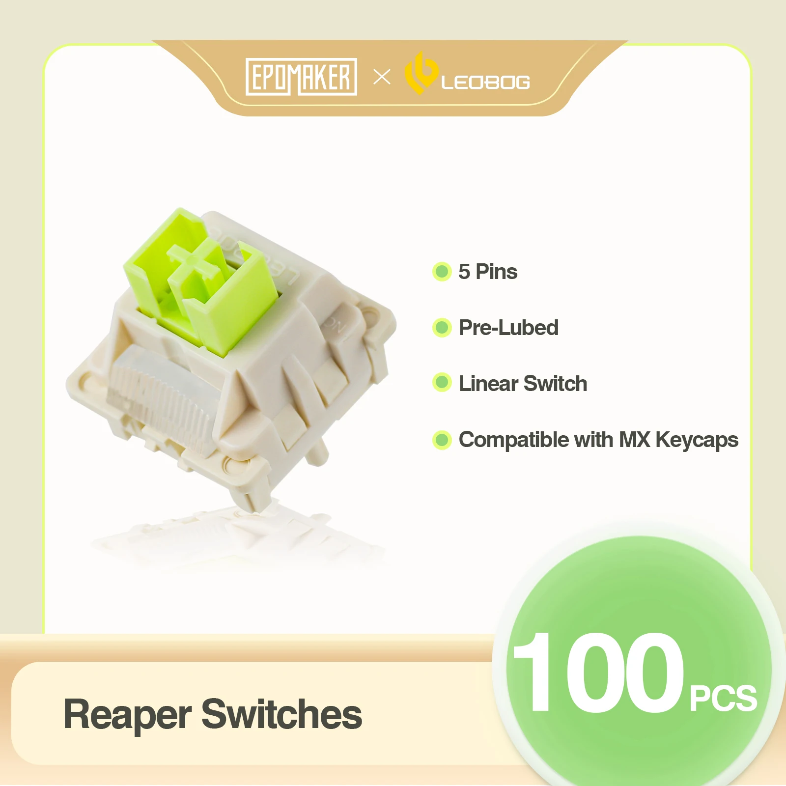 EPOMAKER X LEOBOG Reaper 기계식 키보드 선형 스위치 (100개)