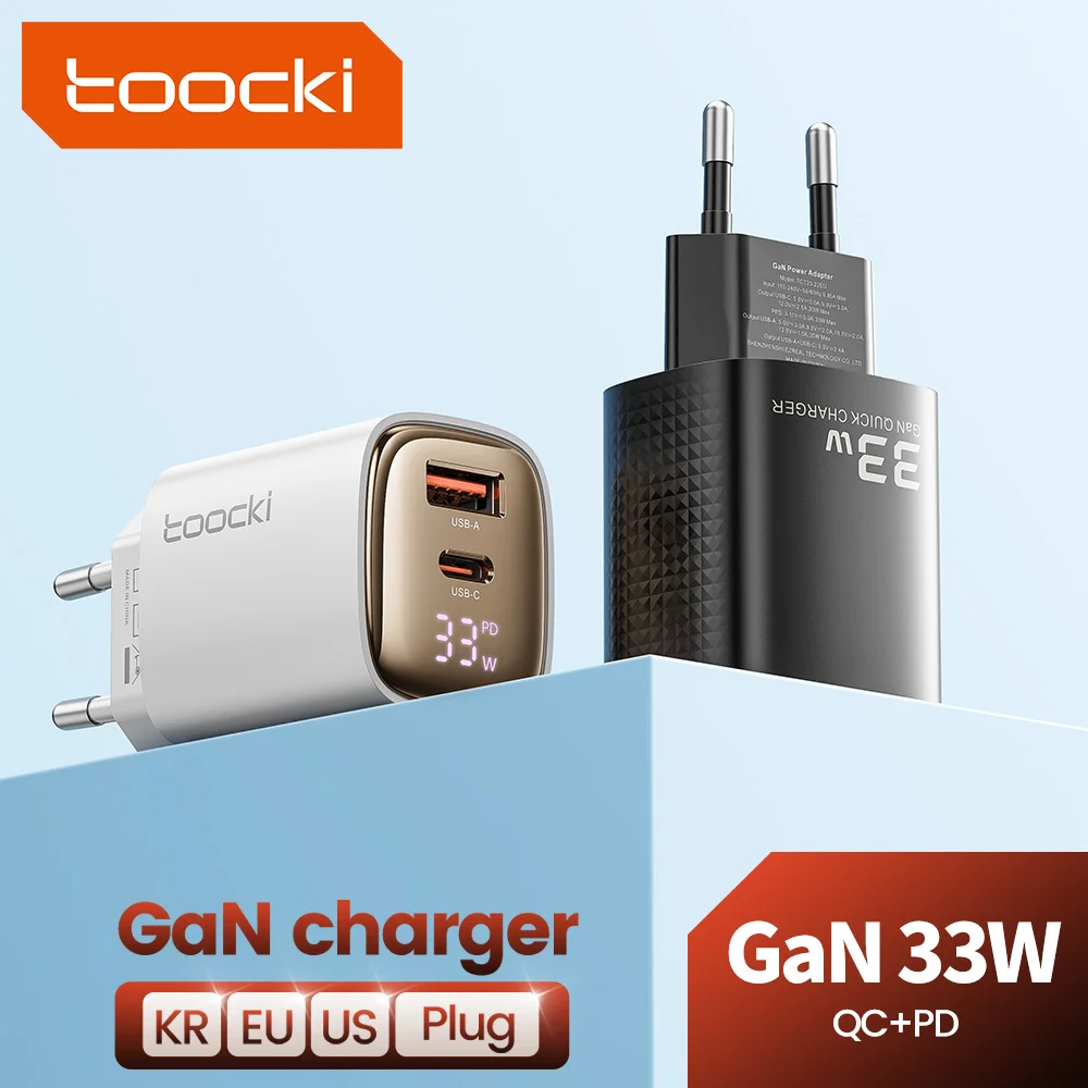 Toocki GaN 33W USB-C 고속 충전기 (디지털 디스플레이)