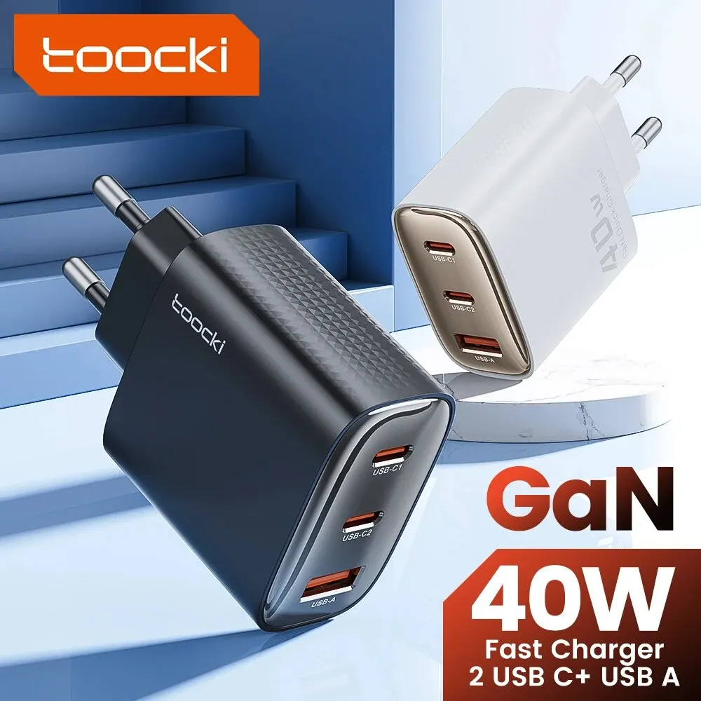 Toocki 40W GaN 듀얼 USB-C 고속 충전기 (QC 4.0 지원)