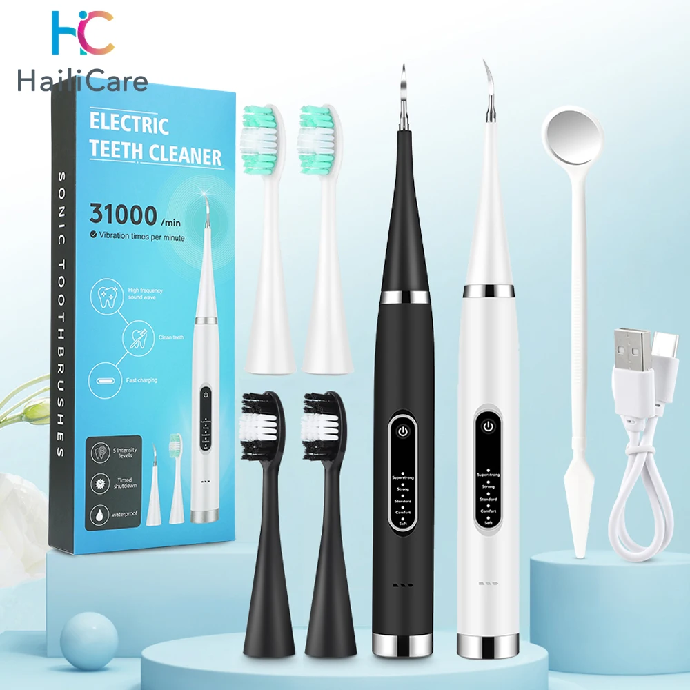 HailiCare 고주파 음파 치아 클리너 및 전동 칫솔 세트