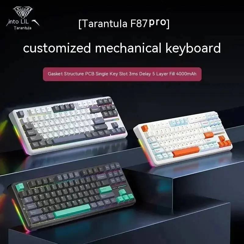 AULA F87 Pro 트라이 모드 무선 기계식 키보드 (87키, RGB, PBT, 가스켓)