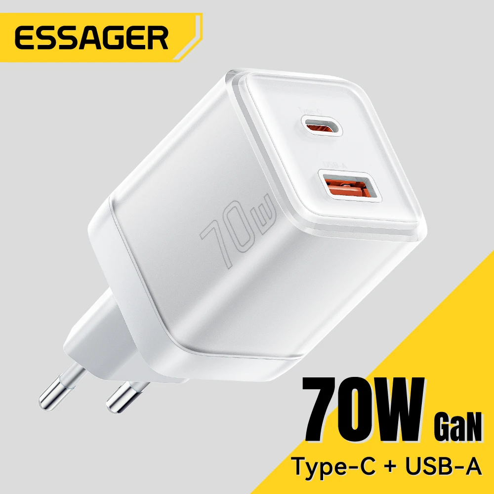 Essager 70W GaN PD 고속 충전기 (USB-C, QC/PPS 지원, 아이폰/노트북 호환)