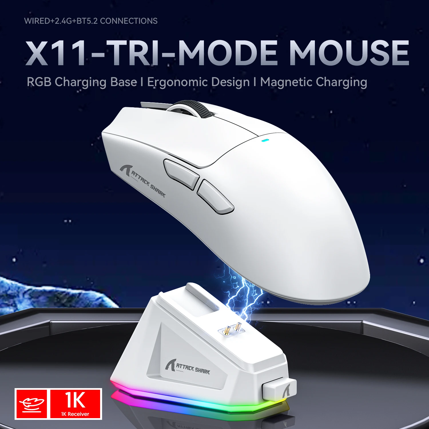 ATTACK SHARK X11/R1 Tri-Mode 무선 게이밍 마우스