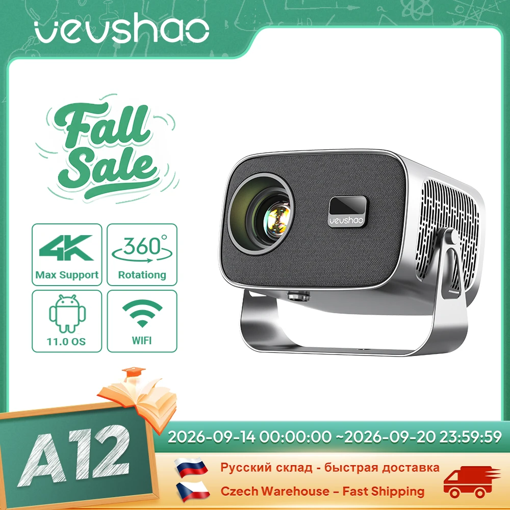 VEVSHAO A12 미니 휴대용 스마트 프로젝터