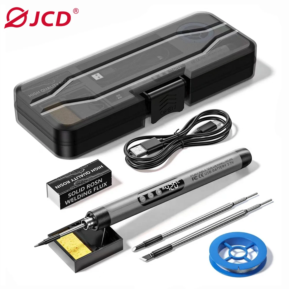 JCD USB-C 미니 디지털 납땜 인두 세트 (5V 8W, 온도 조절)