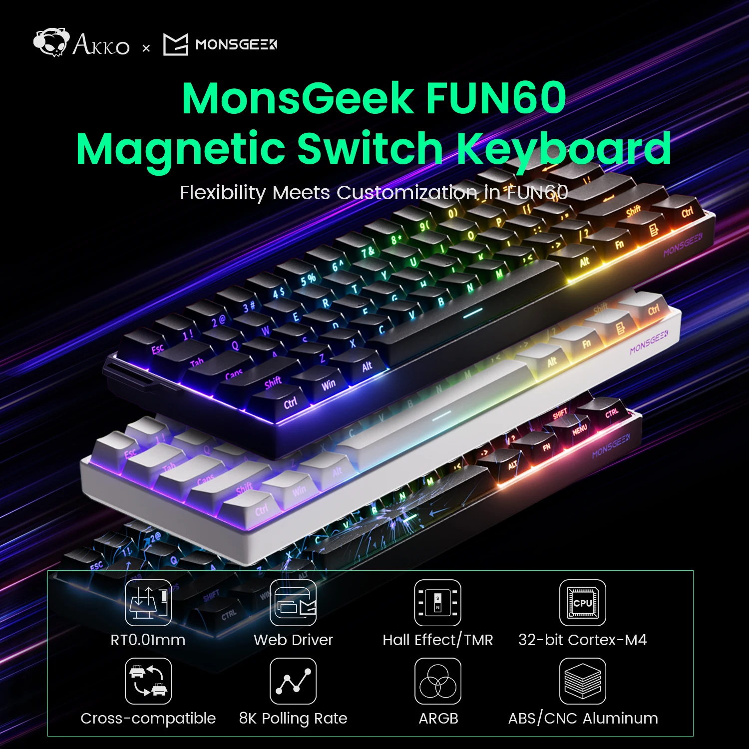 Akko MonsGeek FUN60 60% 마그네틱 스위치 기계식 게이밍 키보드