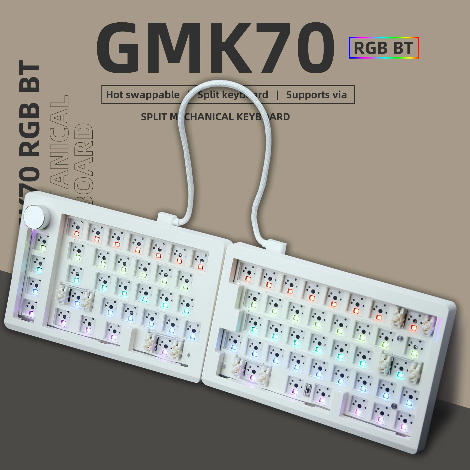 ZUOYA GMK70 VIA/QMK 유무선 핫스왑 가스켓 기계식 키보드 키트