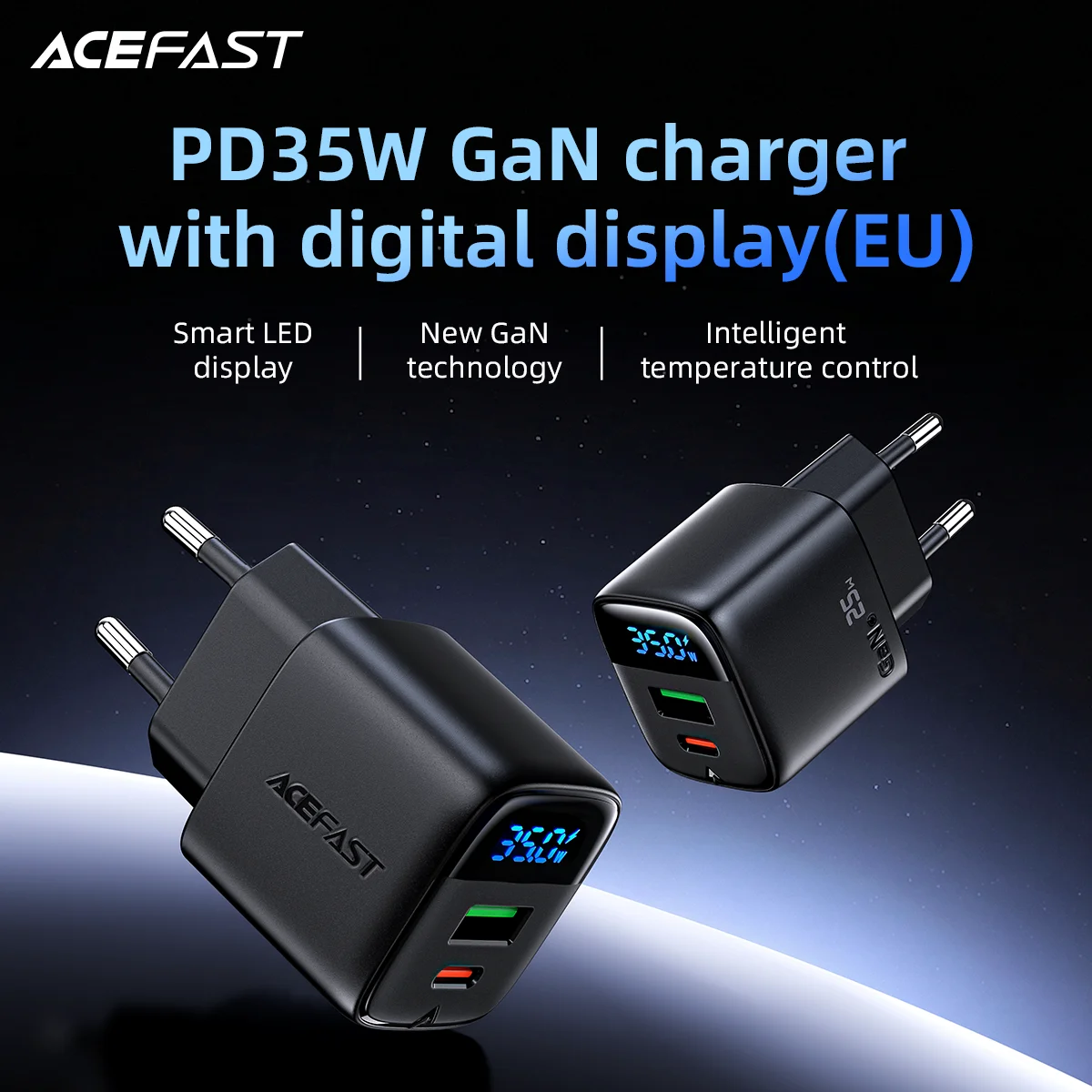 ACEFAST GaN 35W USB-C 고속 충전 벽면 어댑터 (LED 디지털 디스플레이)