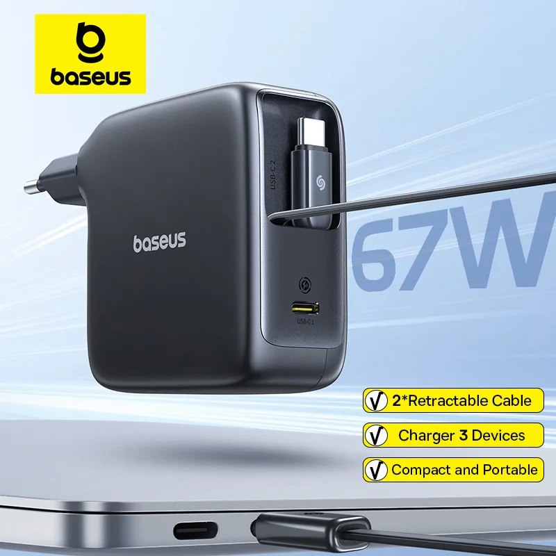 Baseus 67W GaN 듀얼 포트 접이식 고속 충전기