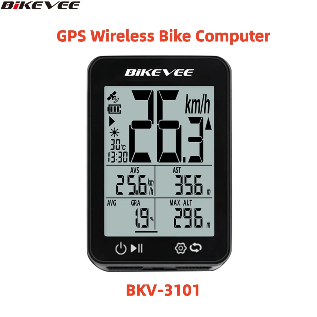Bikevee 무선 USB-C 충전식 GPS 자전거 컴퓨터