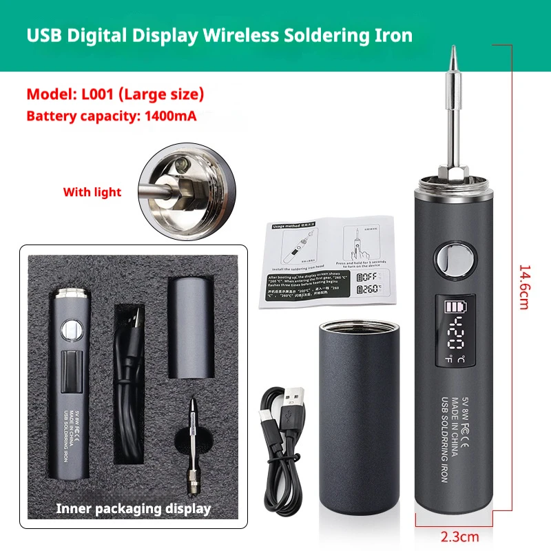 JCD USB 무선 디지털 디스플레이 납땜 인두 L001