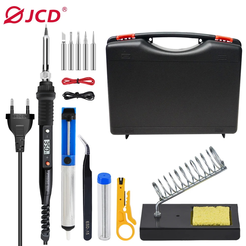 JCD 908S 80W 디지털 납땜 인두 세트 전기 용접 키트
