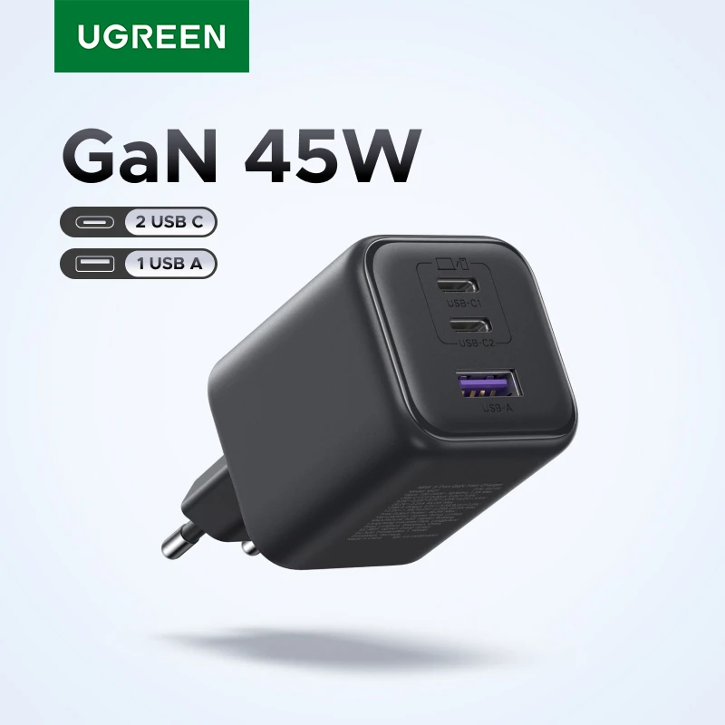 UGREEN GaN PD3.0 PPS QC3.0 USB-C 고속 충전기 (최대 45W)