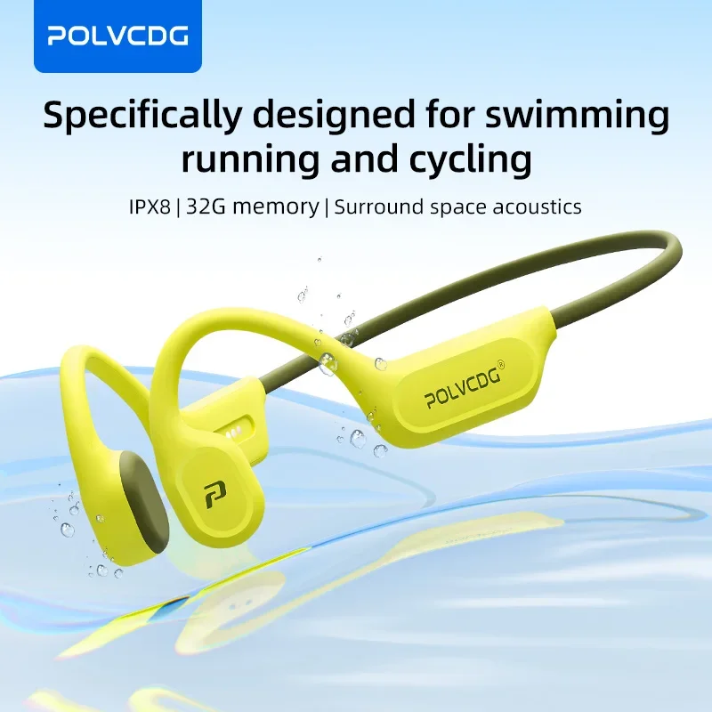 POLVCDG X9 골전도 IPX8 방수 32GB 오픈형 수영 이어폰