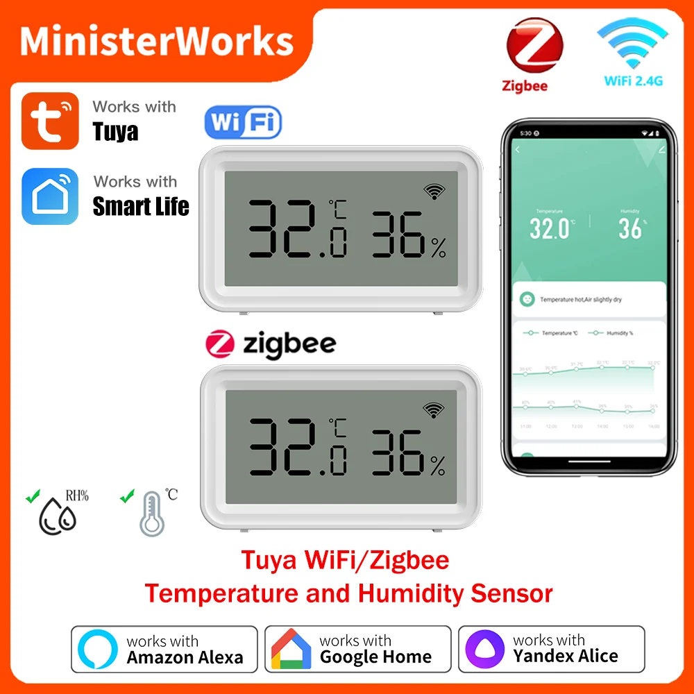 Tuya 스마트 온도 습도 센서 (WiFi/Zigbee 지원)