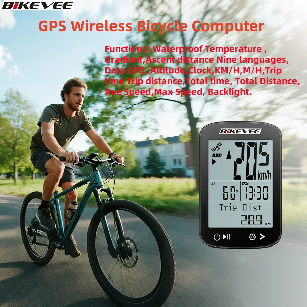 BIKEVEE 무선 GPS 자전거 컴퓨터