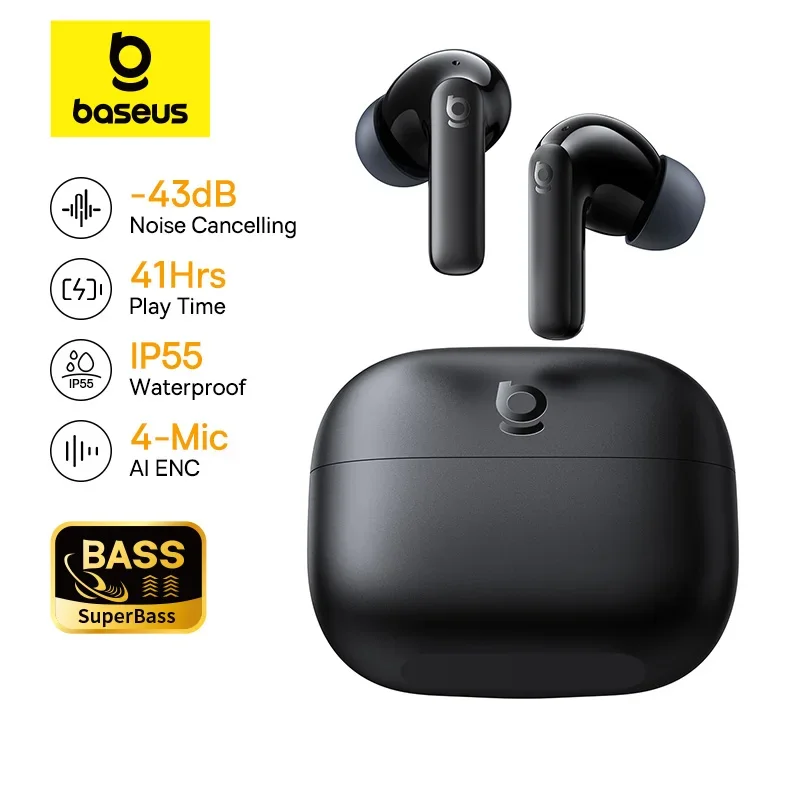 Baseus Bass EP10 NC -43dB 노이즈 캔슬링 ANC 트루 무선 이어버드