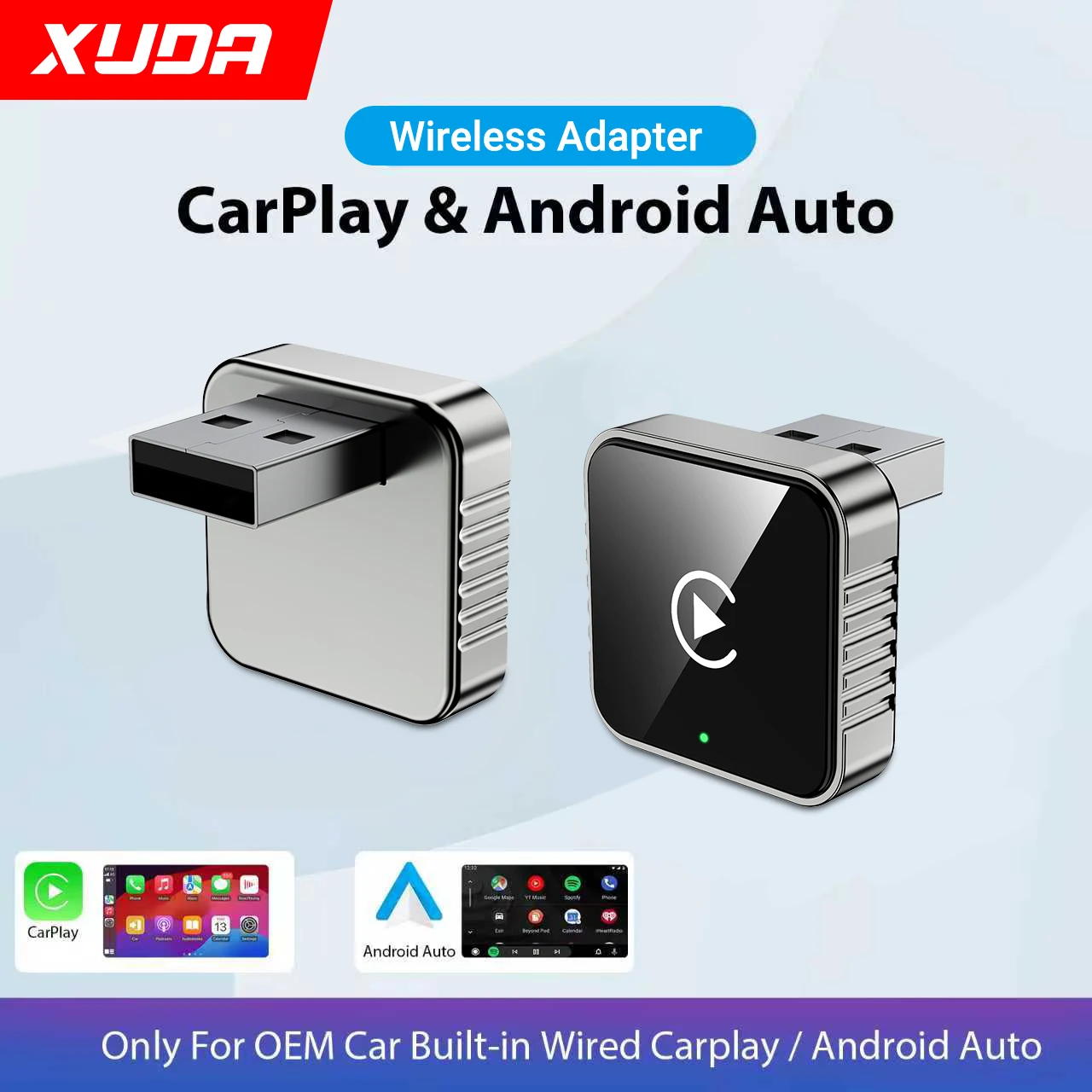 XUDA 2in1 무선 카플레이/안드로이드 오토 동글 AI 스마트 박스
