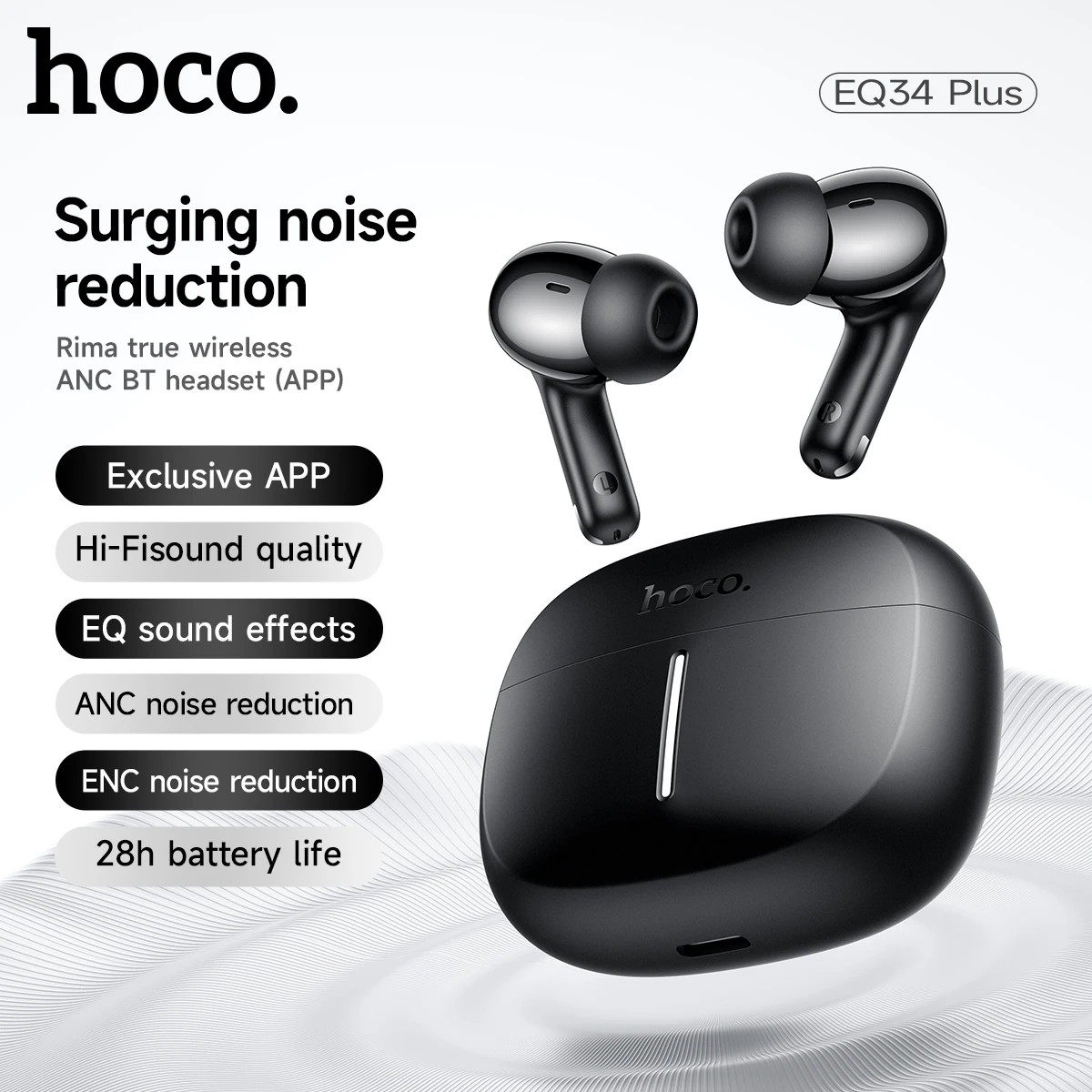 HOCO ANC 능동 소음 감소 무선 블루투스 5.4 이어버드