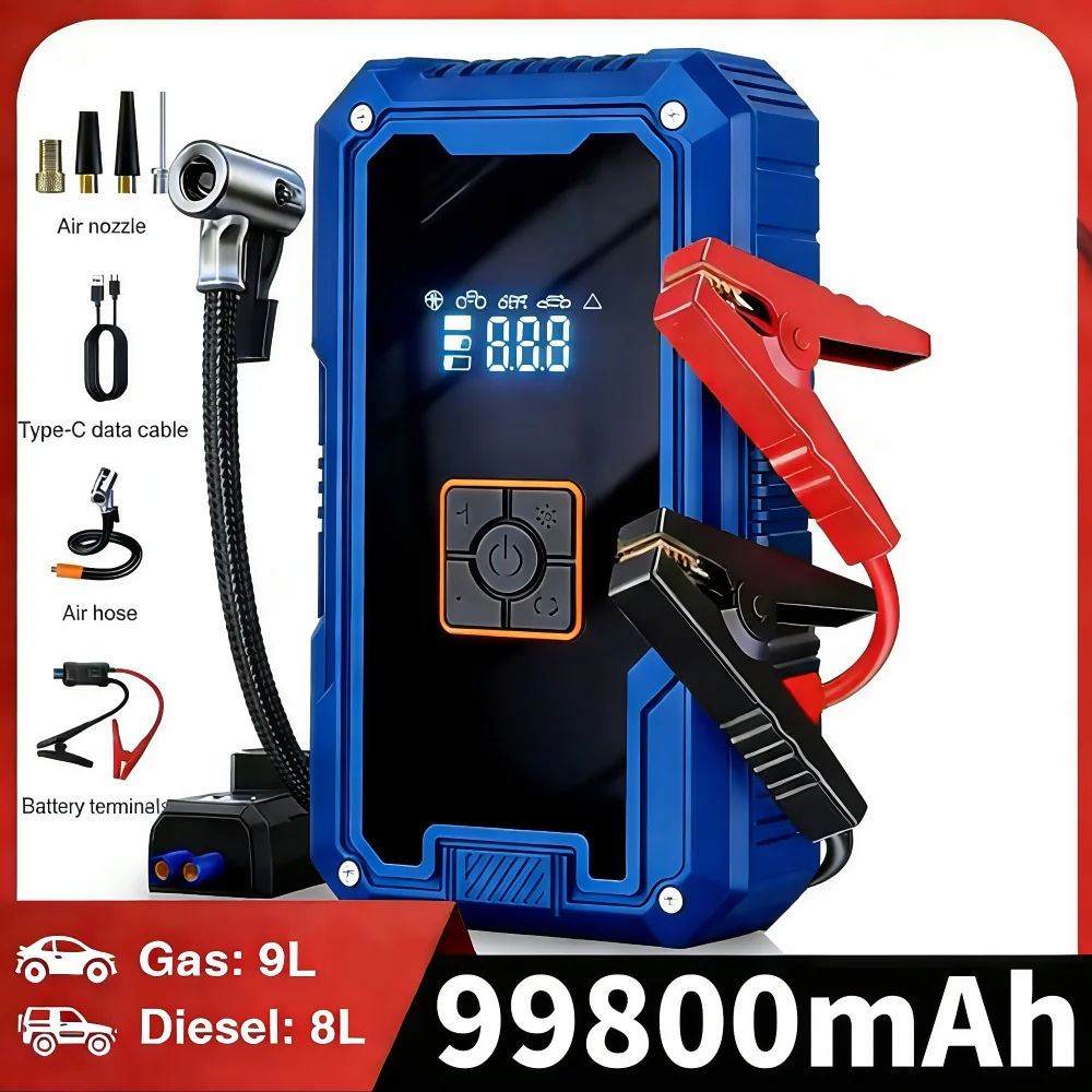 차량용 점프 스타터 (3000A, 12V) 겸용 150PSI 에어 컴프레서 및 99800mAh 파워뱅크