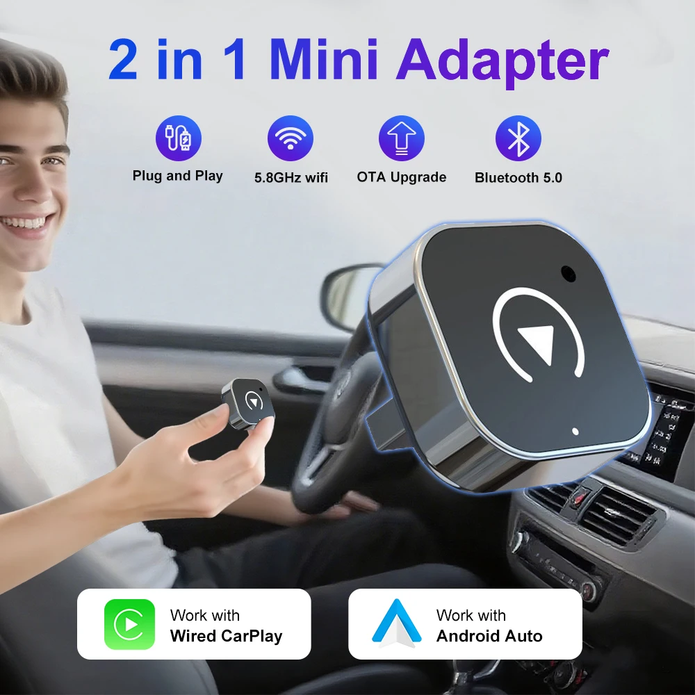 FLIXIVI 2in1 무선 카플레이/안드로이드 오토 어댑터 동글