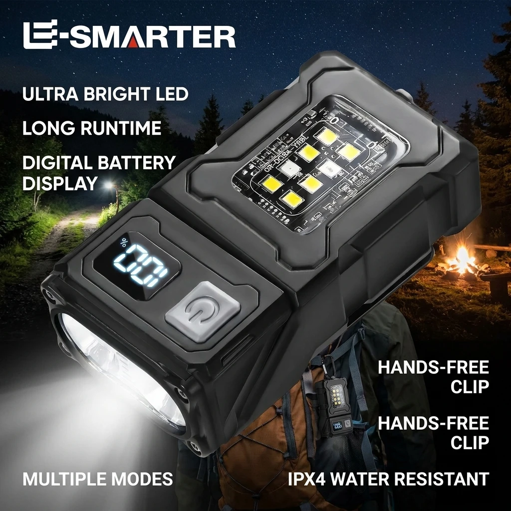 E-SMARTER 다기능 USB 충전식 LED 손전등/캠핑 랜턴