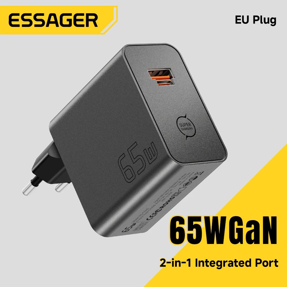 ESSAGER 65W GaN PD 고속 충전기 (PD3.0, PPS, QC4.0 지원)