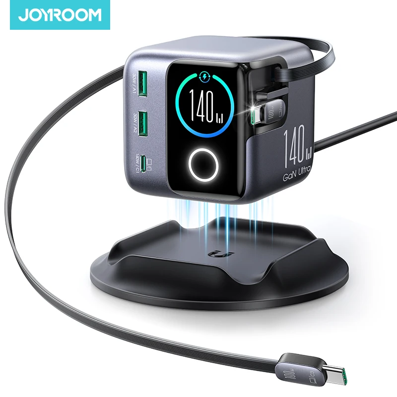 조이룸 140W GaN 데스크탑 고속 충전기 (USB-C, USB-A, 스마트 디스플레이)