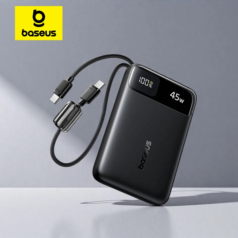 베이스어스 45W 내장 듀얼 USB-C 케이블 보조배터리 (10000mAh/20000mAh)