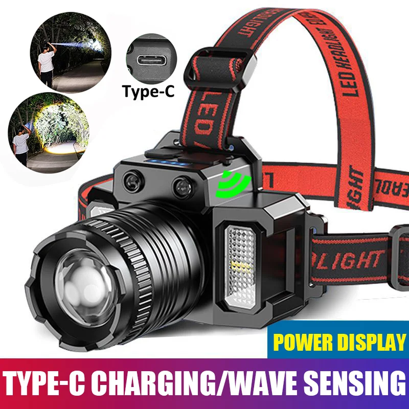 LED 센서 줌 헤드램프 (Type-C 충전)