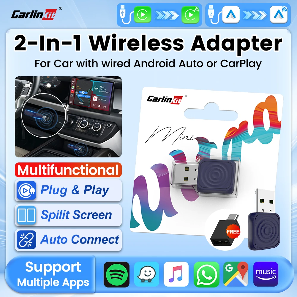 CarlinKit 5.0 무선 카플레이 & 안드로이드 오토 USB 어댑터