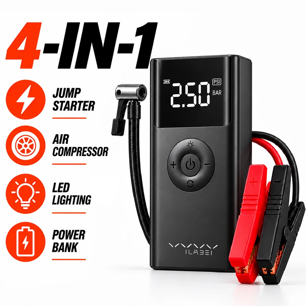 Vyvylabs 12V 차량용 점프 스타터 (600A, 150PSI 에어 컴프레서 내장)
