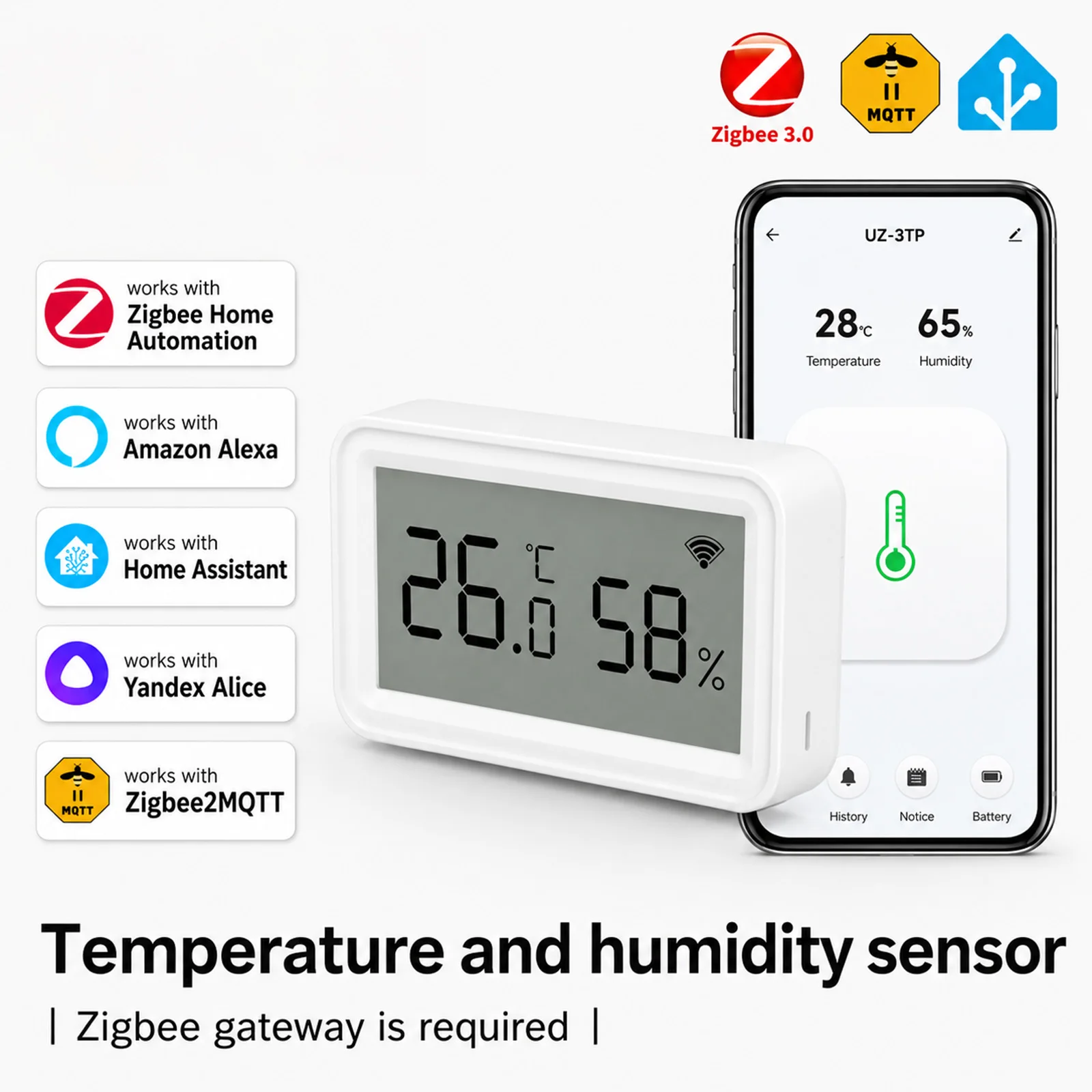 Zigbee 3.0 스마트 홈 온도 습도 센서