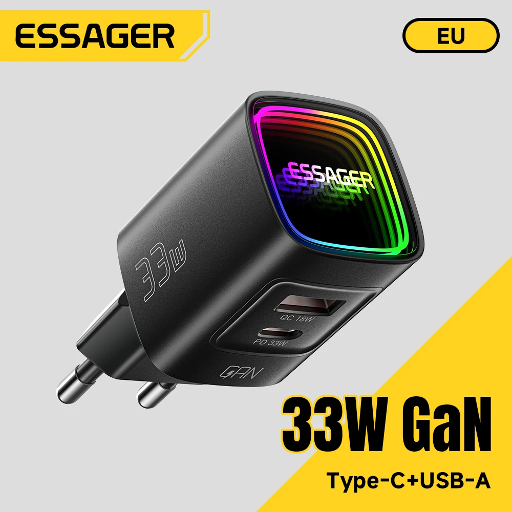 에사저 GaN 33W USB C타입 PD 고속 RGB 충전기